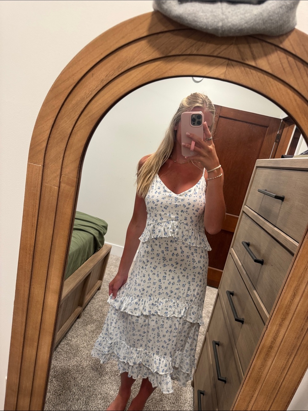 Altar'd State White and Blue Floral Midi Dress - Picture 1 of 4